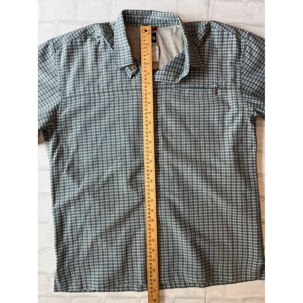 The North Face Mens Blue Green Plaid Short Sleeve Hiking Shirt Medium gorpcore